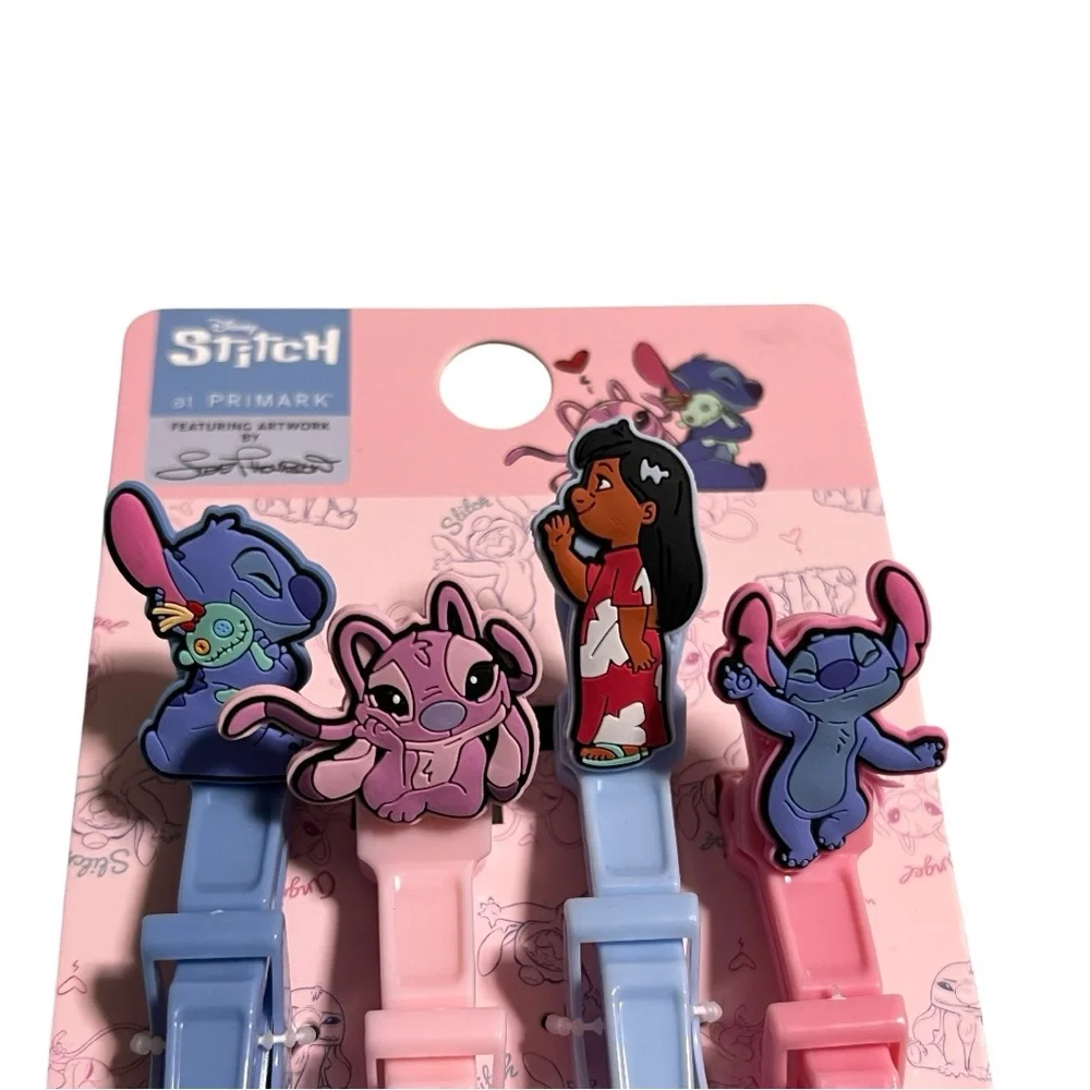 Disney Stitch Blue and Pink Cartoon Hair Clips NWT